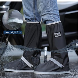 Shoe Covers Waterproof Waterproof Overshoes Outdoor Non-Slip Overshoes Waterproof with Zip Reflector Waterproof Shoe Covers Reusable Foldable (SML)