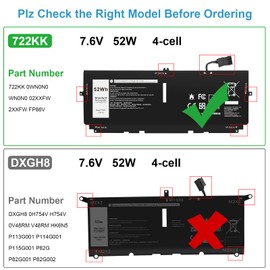 Fancy Buying 52Wh 722KK FP86V Laptop Battery for Dell XPS 13 9300 XPS 13 9310 XPS 13 9380 P117G P117G002 P117G001 Series Notebook 0WN0N0 WN0N0 02XXFW 2XXFW