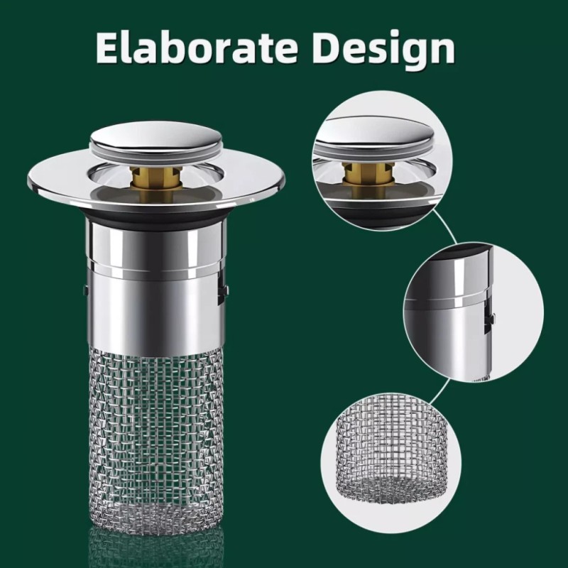 2x Bathroom Sink Stopper Hair Catcher Bathroom Pop Up Sink