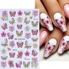 4 Sheets Flowers Butterfly Nail Art Stickers 3D Self-Adhesive Spring