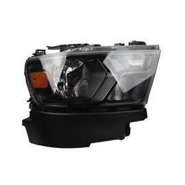 Dasbecan Halogen Headlights Compatible With Dodge Ram 1500 2019-2022 Black Frame Headlamp assembly Right Passenger Side Replaces#68316086AD 68316086AH