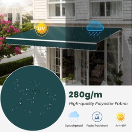 Manual Retractable Awning, 8' x 6' Patio Awnings, UV Protection Window Sunshade Shelter Awning with Hand Crank and Aluminum Frame for Deck, Backyard, Garden, Balcony, Green