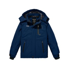 wantdo Boys' Winter Outerwear Jackets & Coats Waterproof Ski Jackets with Hood Navy 14-16