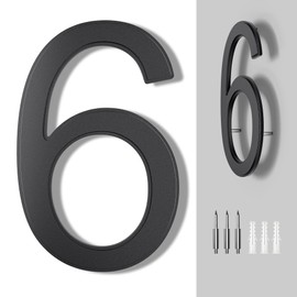 10 Inch House Numbers Black Address Numbers for House Number Metal Large Modern House Numbers for Outside Exterior - Floating Door Numbers for Home Street Address Numbers 6