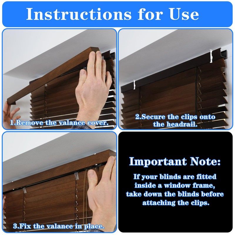 12Pcs Valance Clips, 2.5" Clear Plastic Hidden Retainer Holder, Blind