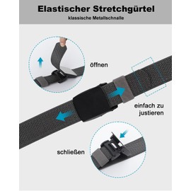 SUMGOYS Men's Belt Without Holes, Adjustable Nylon Outdoor Fabric Belt, Quick Release Metal Buckle, Ideal for Outdoor, Work, Hiking, Lightweight, Durable, 006-grey
