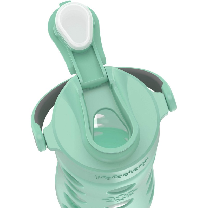 Lifefactory 16oz Active Flip Cap, Mint Glass Water Bottle