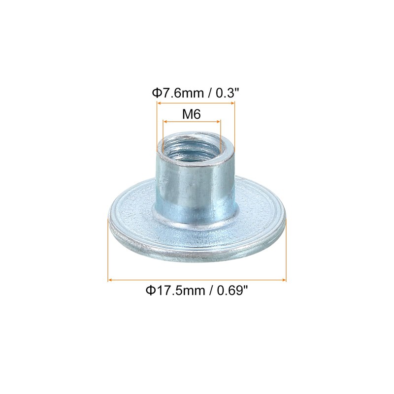 sourcing map M6 T-Nuts, 24pcs Carbon Steel Tee Nut Round
