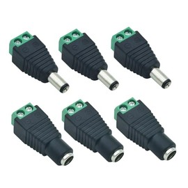 AILTECK 12V DC Power Connector, 5.5 x 2.1mm Male DC Plug, 5.5 x 2.1mm Female DC Adapter (3 x Male + 3 x Female)