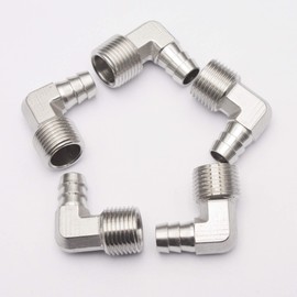 LTWFITTING 90 Degree Elbow Stainless Steel 316 Barb Fitting 1/2" ID Hose x 1/2" Male NPT Air Gas (Pack of 25)
