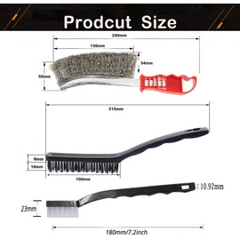 9 Piece Wire Brush Set Small Wire Brushes Made of Stainless Steel Brass and Nylon for Cleaning Welding Slag and Rust (Multi-Colour)