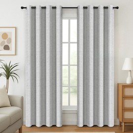 100% Blackout Shield Linen Blackout Curtains for Bedroom, Thermal Insulated Curtains 54 Inch Length 2 Panels Set, Grommet Drapes for Living Room, 46” W x 54” L, Grey