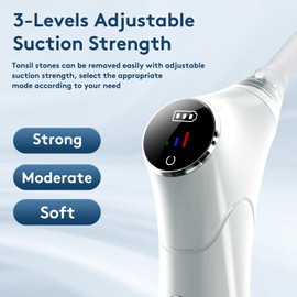 Tonsil Stone Remover Kit - Electronic Tonsil Stone Vacuum with Built-in LED Light - Tonsil Stone Removal Kit with 3 Levels Suction - Instant Suction - Irrigator and 5X Magnifying Mirror (White)