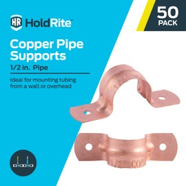 HoldRite 1/2 Inch Copper 2-Hole Strap, 50 Pack, Pipe Support, CPS05050