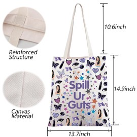 Music Lover Gifts OR Album Inspired Tote Bag Singer Fans Gift Singer Merchandise Shopping Bag Spill Ur Guts Musical Gift (C-Spill Ur Tote)
