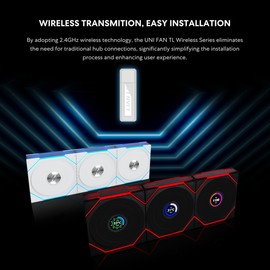 Lian Li UNI Fan TL - LCD Wireless 120 - Single Pack - 2.4 GHz Wireless Signal for RGB & Fan Control - Infinity Mirror Design - LCD Display - Controller NOT Included & Required - Black (12TLLCD1W1B)