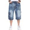 Yeokou Men's Loose Hip Hop Cropped Jeans Work Denim Shorts