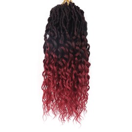 Goddess Locs Crochet Hair for Black Women 14 Inch 8 Packs Deep Wavy Faux Locs Croceht Braids Soft Locs Crochet Braid Pre Looped with Curly End Hair Extensions(14 Inch/Pack of 8, T/BUG)
