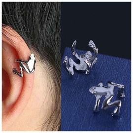 Inilbran Boho Frog Ear Cuff Earrings Vintage Flog Cartilage Clip Earrings Silver Wrap Fake Earrings Jumping Animal No Piercing Earrings Jewelry for Women and Girls