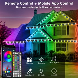 50FT Permanent Outdoor Lights,RGB Eaves Lights with App Control Remote,DIY Scene Modes IP67 Waterproof Outdoor Under Eave Lighting,Outdoor Lights for Outdoor Decor,Garden Decor,House,Party,Holiday