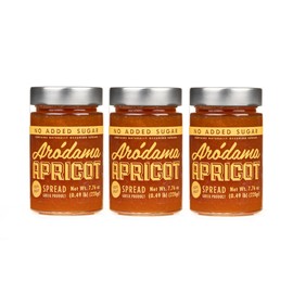 ARODAMA PREMIUM GREEK MARMALADE (JAM, SPREAD) NO SUGAR ADDED, 7.8 OZ/ 220 GRS CRETAN PRODUCT 100% NATURAL NO PRESERVATIVES OR ADDITIVES (3 JAR PACK, APRICOT NO SUGAR ADDED)