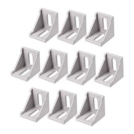 sourcing map Inside Corner Bracket Gusset, 40mm x 40mm for 4040 Series Aluminum Extrusion Profile, 10 Pcs (Silver)