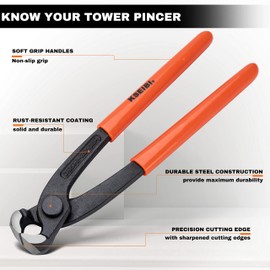 KSEIBI 141180 Long Handle Heavy-Duty Chrome Vanadium Steel Wire Cutter & Nail Puller, Versatile End Cutting Nippers, Superior Rust-Resistant