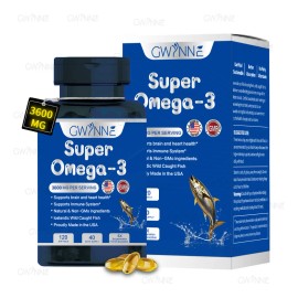 Gwynne Super Omega 3 Premium 3600mg Aceite De Pescado,orégano,pescado Salvaje De Islandia,salud Cerebral,salud Del Corazón,apoyo A La Salud De La Inflamación,apoyo A La Salud Del Colesterol 120Cápsula
