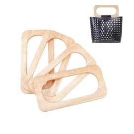 WADORN 4pcs Wooden Purse Bag Handles, Wooden Rectangle Handbag Handles Replacement Handmade Bag Handles Beach Bag Handles 20x10 cm for Straw Bag Macrame Bag Sewing Craft Bag Making Supplies
