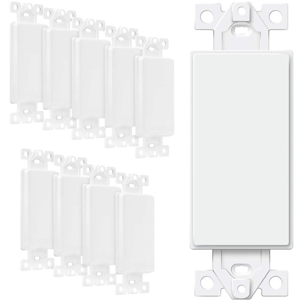 ENERLITES Blank Adapter Insert for Decorator Wall Plates, Unbreakable Polycarbonate Thermoplastic, UL Listed, 6001-W-10PCS, White, 10 Count