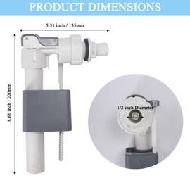1/2" Thread Diameter Side Mount Toilet Fill Valve Compatible with TOTO Wall Mount Toilet Tank