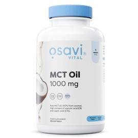 Osavi MCT Oil 1000mg – 180 Softgels | High Concentration of Caprylic (C8) and Capric (C10) Acids | 100% Coconut Oil, Palm Oil Free | Eco–Friendly BioPET Packaging