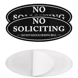 Kichwit 2 Pack No Soliciting Sign for Door, Do Not Knock or Ring Bell Sign, Black, 2.8” x 7”, Keeps Unwanted Visitors Away