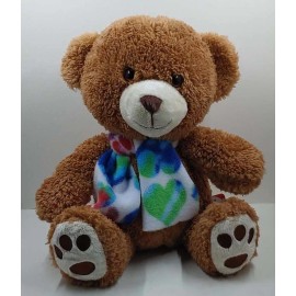 GO! Adorable Ultra Soft Teddy Bear with Paws and Hearts Fleece Scarf - NEW