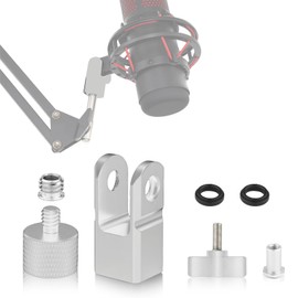 Microphone Mount Adapter for Hyperx Quadcast with 3/8" or 1/4" Screw Adapter and Nut, Works with HyperX QuadCast Microphone Stand & Boom Arm (Silver)
