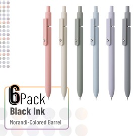 Mr. Pen - Retractable Fine Point Gel Pens, 6 Pack, Morandi Barrels, Fast Dry Black Ink, 0.5 mm Cute Aesthetic Pens for Journaling