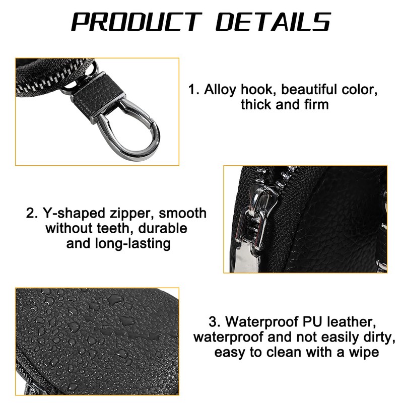 Mandark Car Key Fob Case, Leather Automotive Remote Key Chain