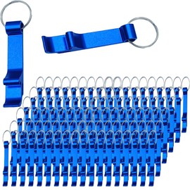 MTOMDY 200 Pcs Bottle opener Keychain Bulk,Soda Beverage Beer Bottle Opener Keychain,Bottle Openers Aluminum Beer Bottle Opener Claw Beverage Keychain Ring for Kitchen,Wedding, Bar,Party(blue)