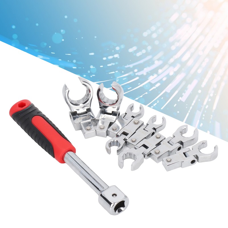 9Pcs Replaceable Wrench Set Flexible Head 180° Rotating Torsion Wrench