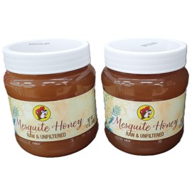Buc-ee's Offical Honey Mesquite Wildflower Hot Raw Unfiltered Two 12oz = 24 oz - Pure Natural Beaver Travel Center (24oz, Mesquite)