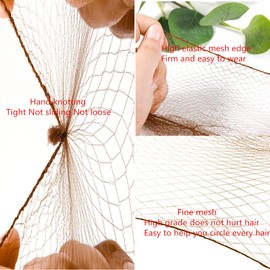 Red para el pelo, 100 unidades, 50,8 cm, empaquetada individualmente, con borde de nailon elástico, invisible, para mujeres, moños, servicio de alimentos, peluca de cocina, bailarina, moño (marrón)
