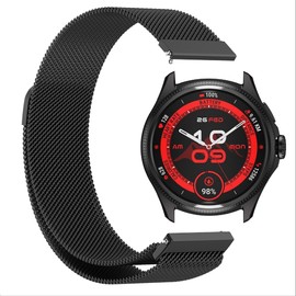 GIOPUEY Strap Compatible with TicWatch Pro 5/5 Enduro, Braided Stainless Steel Strap, Wear-Resistant, Magnetic, Replacement Strap, Black