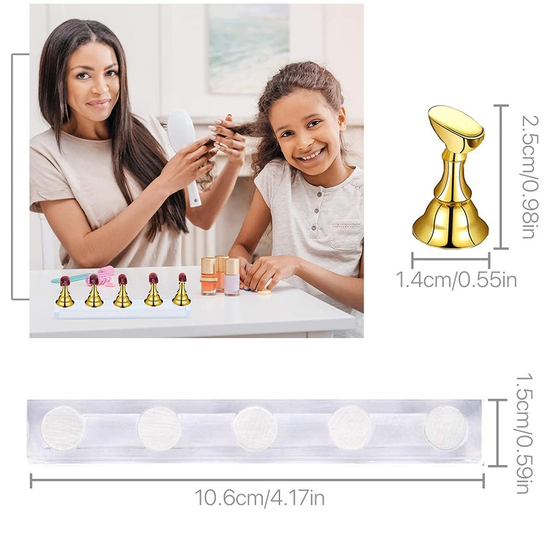 2 Set Acrylic Nail Art Holder Practice Display Stand Magnetic
