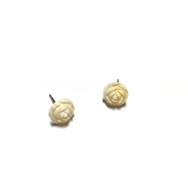 Ivory Rose Studs | vintage lucite carved flower stud earrings