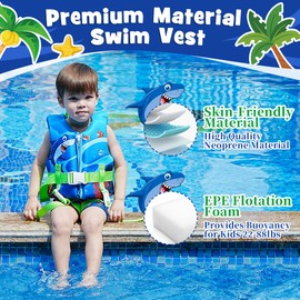 Welebar Kids Swim Vest, Toddler Floaties with Adjustable Safety Strap Swimming Aids Child Float Swimsuit for Boys and Girls Age 2-10 Years Old/22-88lbs