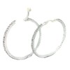 5.5cm CLIP ON Diamante CRYSTAL Rhinestone BIG Silver HOOP EARRINGS