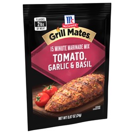 Backyard barbecues just got juicier and more delicious with McCormick Grill Mates Tomato, Garlic & Basil Marinade. This refreshing seasoning features a blend of sweet tomatoes, garlic, basil and extractives that will keep your guests coming back for more! Simply combine one marinade packet with ¼ cup water and vegetable or olive oil, and 2 tablespoons white or balsamic vinegar with 2 pounds of chicken, shrimp or beef, marinate, grill and enjoy a memorable, mouthwatering meal.