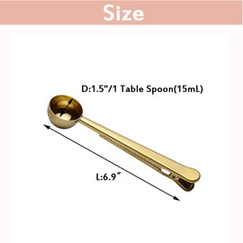 10 Pakcs Scoop and Clip 2 in 1 Stainless Steel 1 tbsp Ground Measuring Spoon with Bag Clip for Coffee Tea