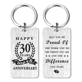 Gezxin Happy 30 Year Work Anniversary Keychain Gifts for Employee Women Men- 30th 30 Yr Year Work Anniversary Keychain Gifts for Co worker Boss Coworker