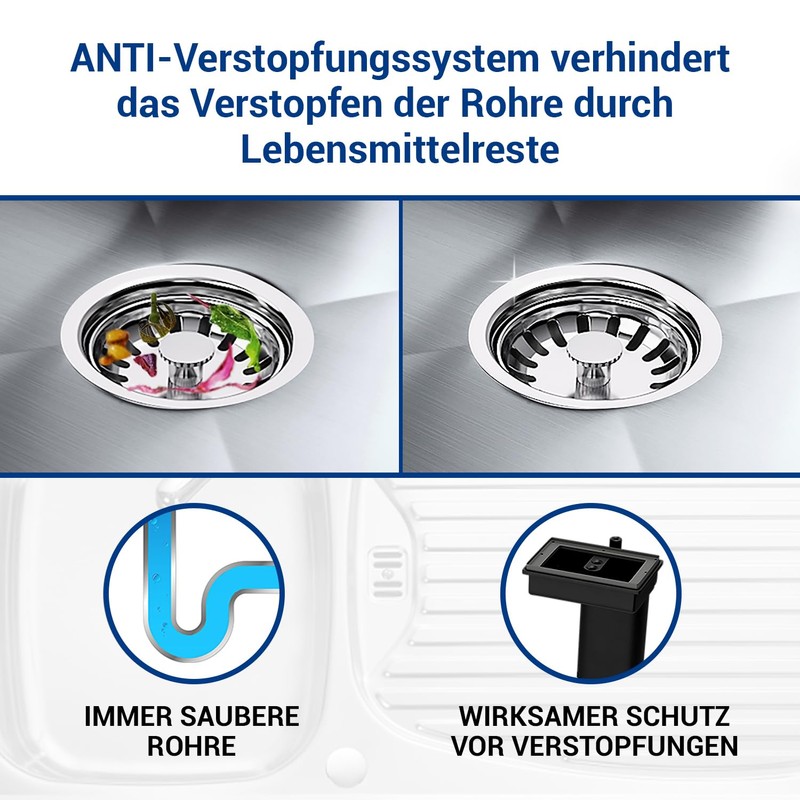 AQUADE Sink Drain Fitting 1 1/2 Inch 70 mm with